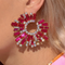Elegant round shape earrings, ART2240, fuchsia