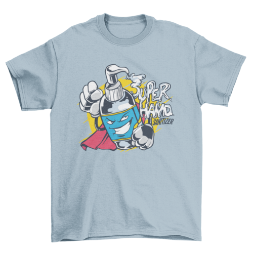 Super Hand Sanitizer Cartoon, Wash your Hand Health message t-shirt