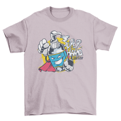 Super Hand Sanitizer Cartoon, Wash your Hand Health message t-shirt