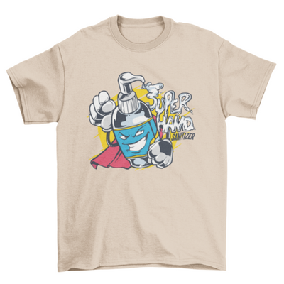 Super Hand Sanitizer Cartoon, Wash your Hand Health message t-shirt