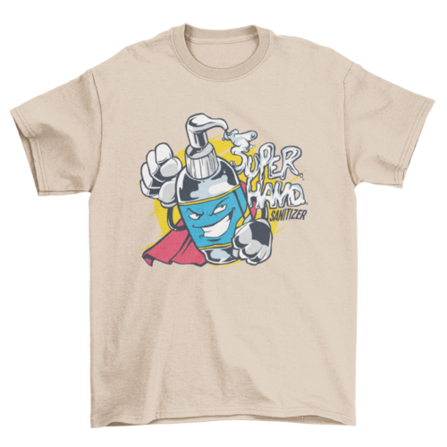 Super Hand Sanitizer Cartoon, Wash your Hand Health message t-shirt