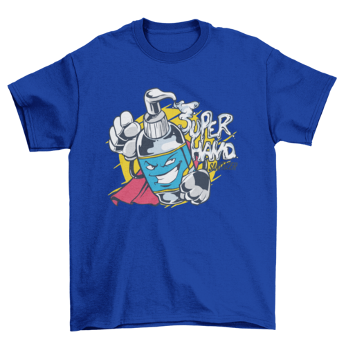 Super Hand Sanitizer Cartoon, Wash your Hand Health message t-shirt